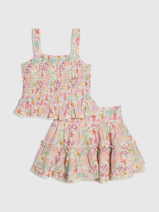 River Island White Under the Sea Crinkle Top & Rara Set image 2