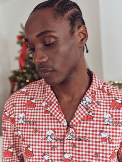 Snoopy Red Check Button Through Set Family Matching Christmas Pyjamas Set - image 4