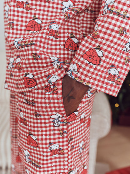 Snoopy Red Check Button Through Set Family Matching Christmas Pyjamas Set - image 5