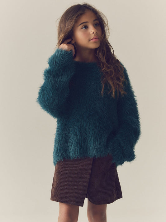 Teal Blue Tinsel Fluffy Jumper (3-16yrs) - image 1