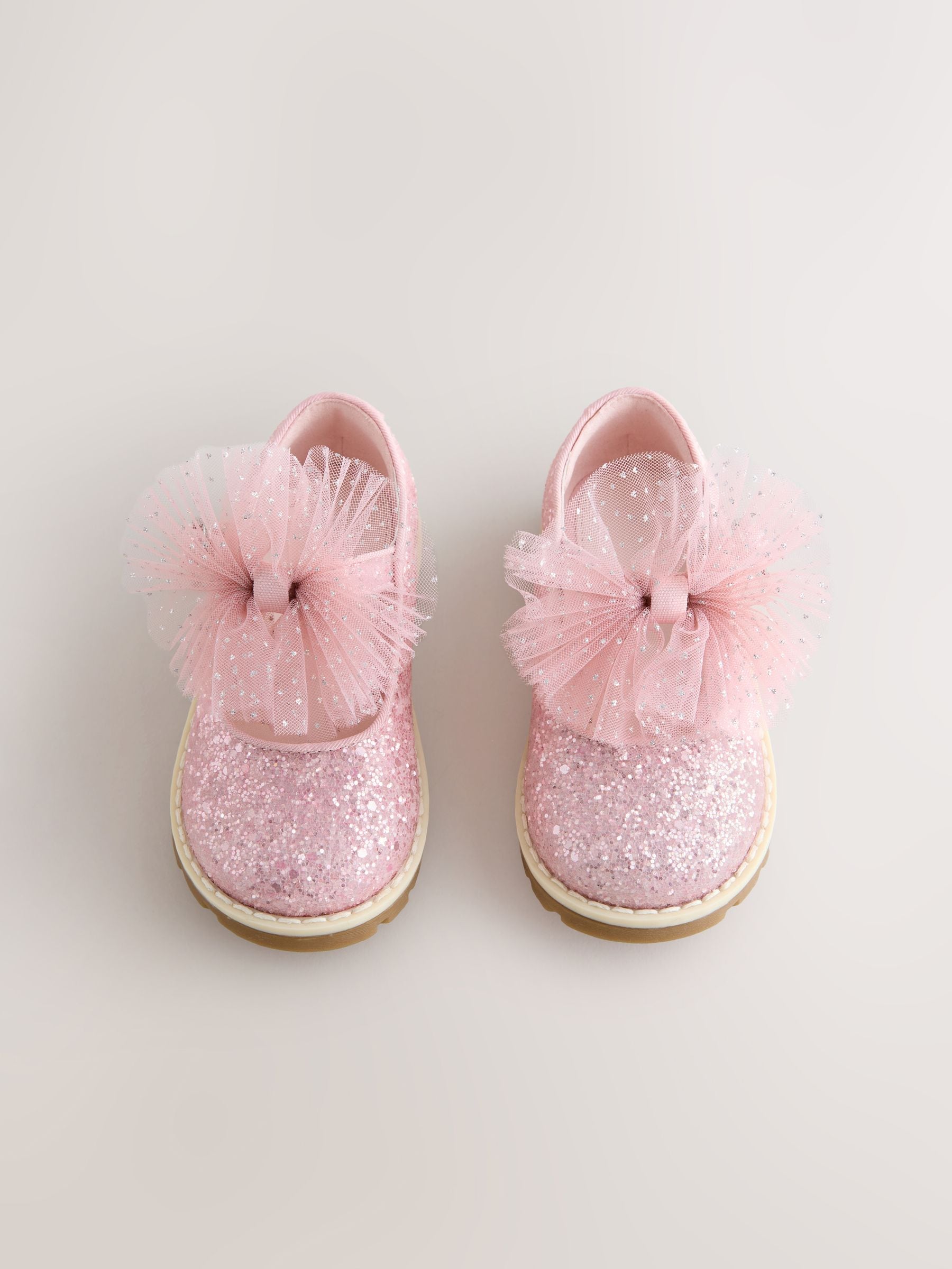 Pink Glitter Standard Fit (F) Chunky Bow Mary Jane Shoes image 3