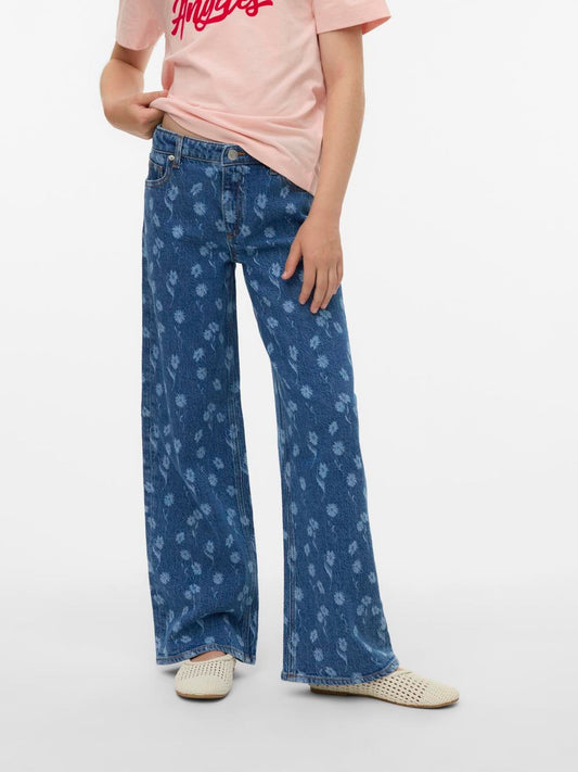 Dsiney Kidz - VERO MODA Blue Wide Leg Floral Jeans image 1
