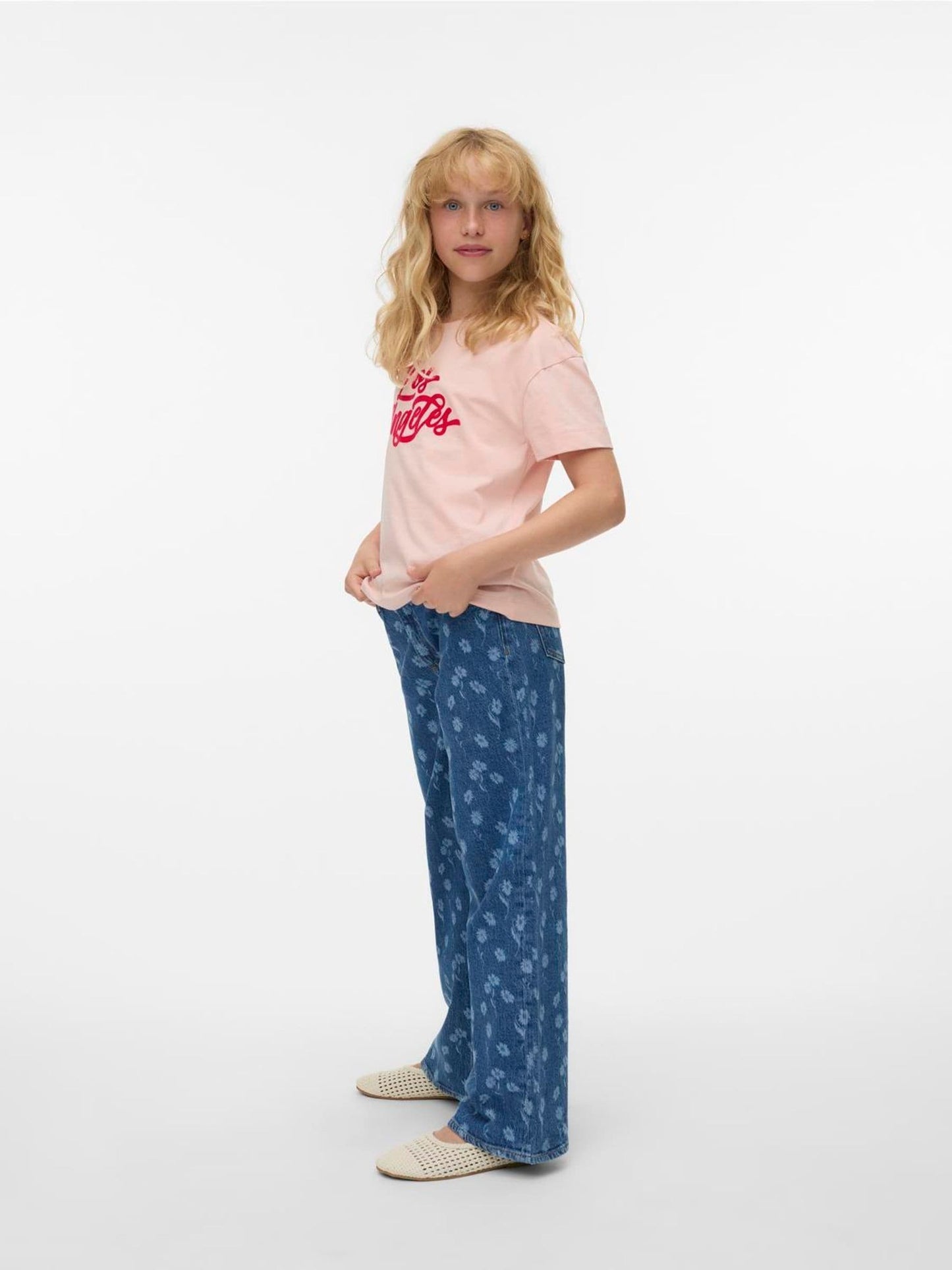 Dsiney Kidz - VERO MODA Blue Wide Leg Floral Jeans image 3