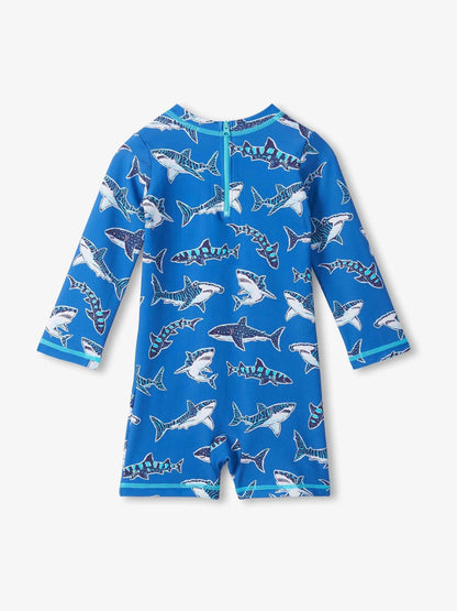 Hatley Blue Patterned Sharks Sun Protection Swimsuit image 2