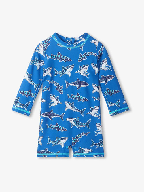 Hatley Blue Patterned Sharks Sun Protection Swimsuit image 1
