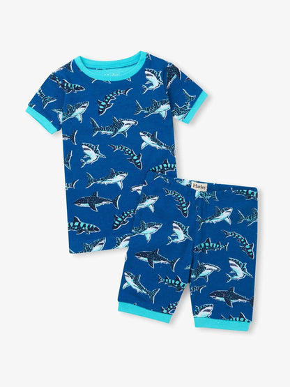 Hatley Blue Shark Print Cotton Short Pyjamas Set - image 1