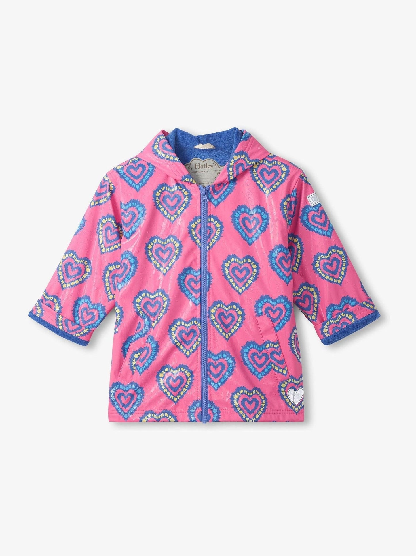 Dsiney Kidz - Hatley Pink Heart Burst Colour Change Zip-Up Rain Coat image 3