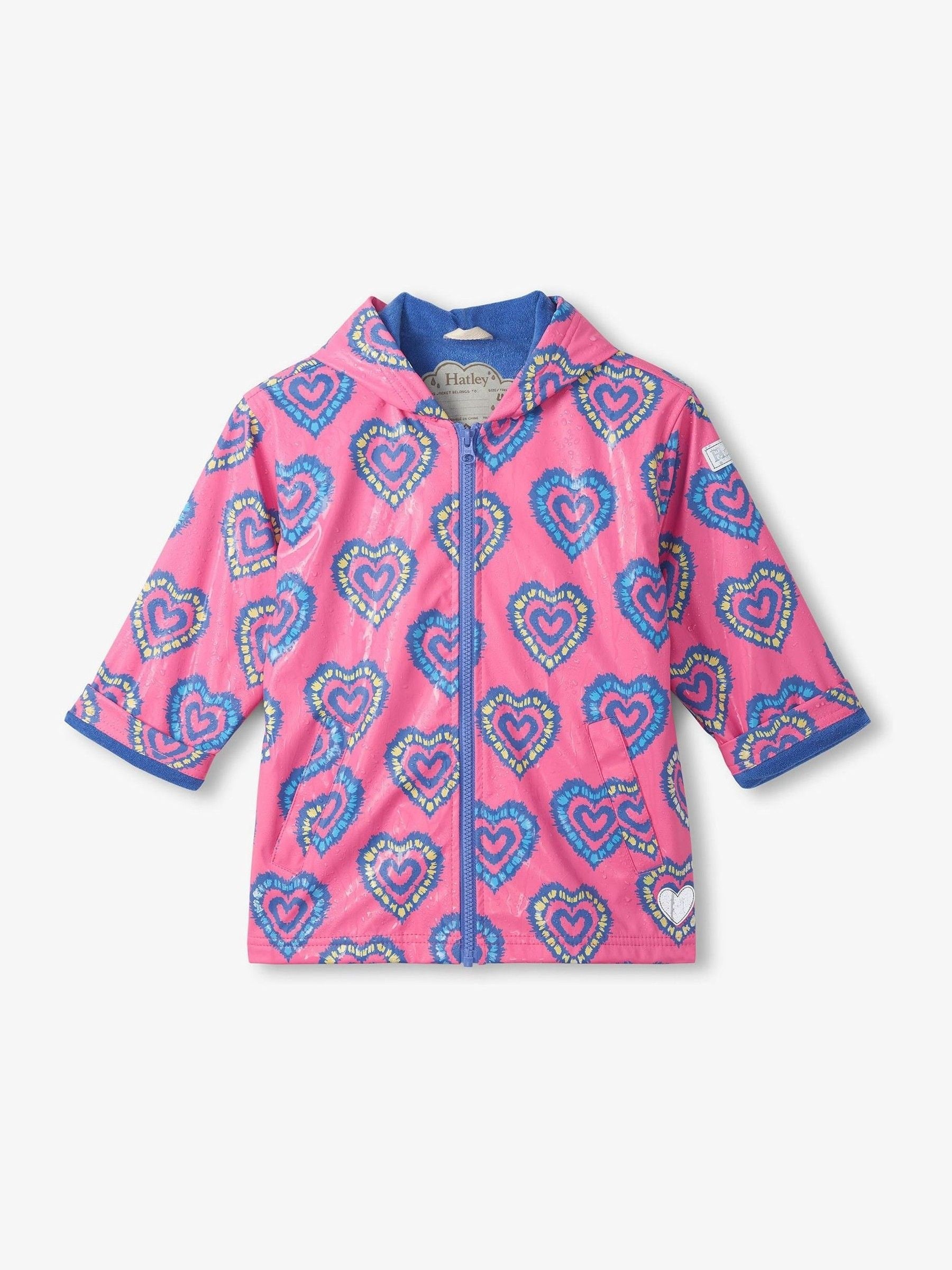 Dsiney Kidz - Hatley Pink Heart Burst Colour Change Zip-Up Rain Coat image 3