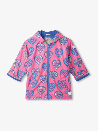 Dsiney Kidz - Hatley Pink Heart Burst Colour Change Zip-Up Rain Coat image 3