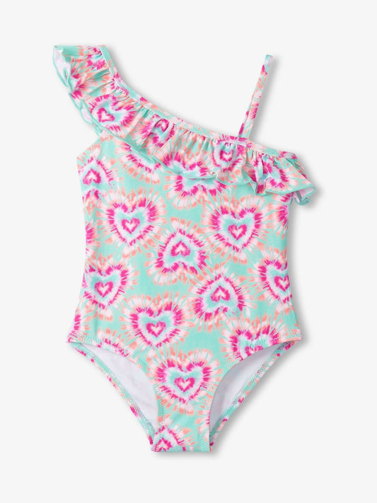 Dsiney Kidz - Hatley Green Glow Hearts Ruffle Trim Swimsuit image 2