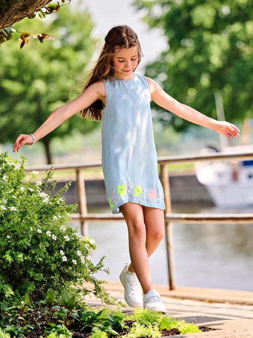 Hatley Blue Tencel Embroidered Pinafore Dress image 1