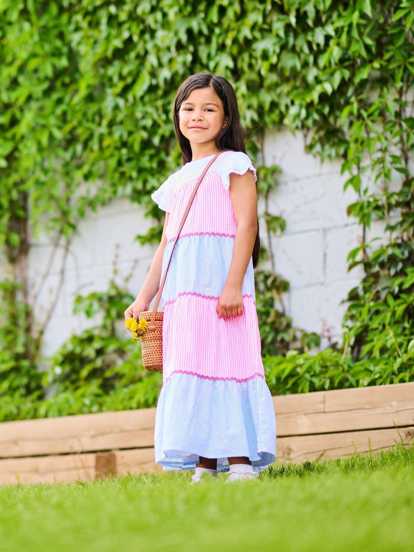 Hatley Pink Mixed Seersucker Strappy Midi Dress image 2