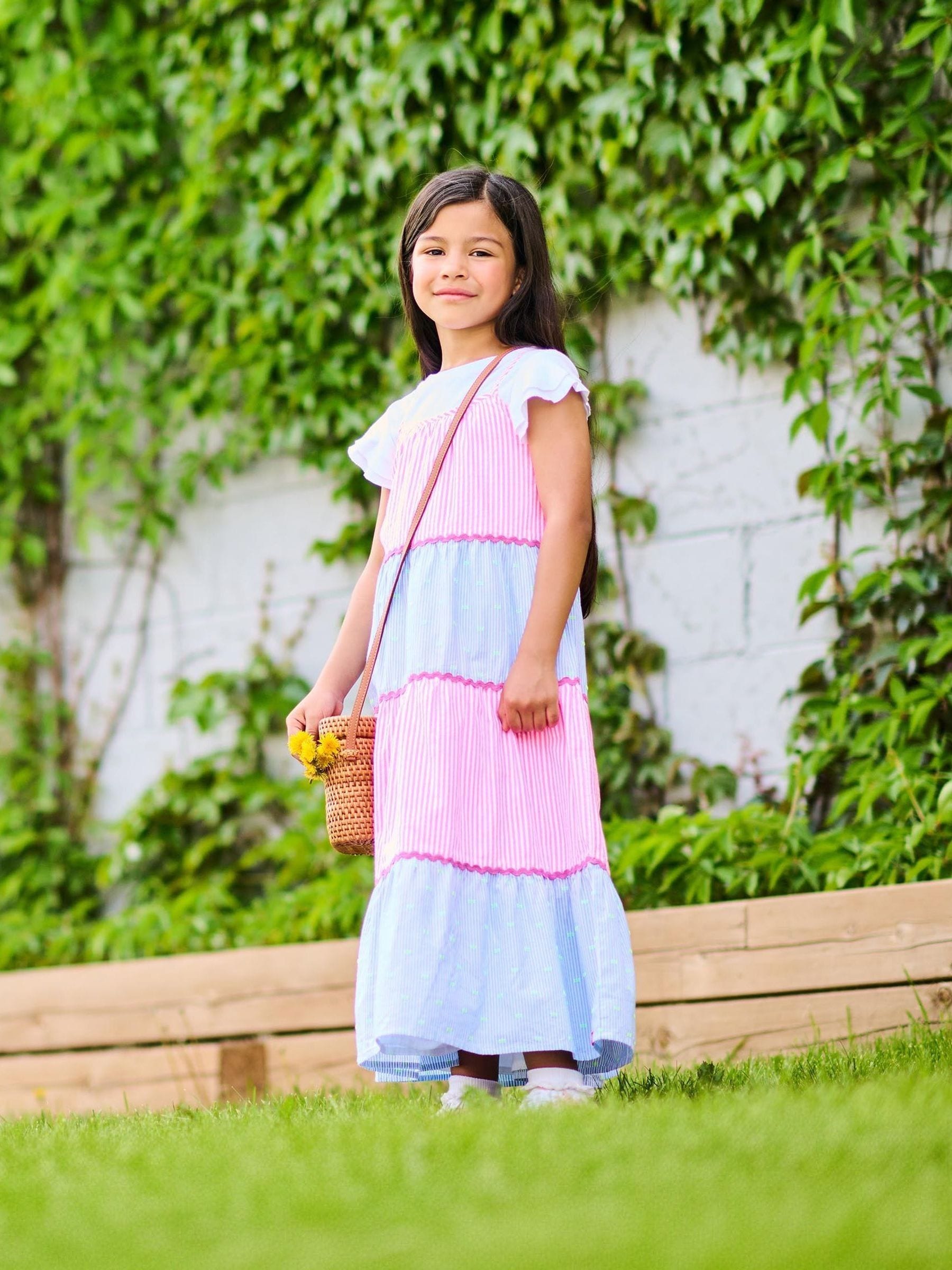 Hatley Pink Mixed Seersucker Strappy Midi Dress image 2