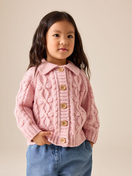 Pink Chunky Bobble Cardigan (3mths-10yrs) - image 1
