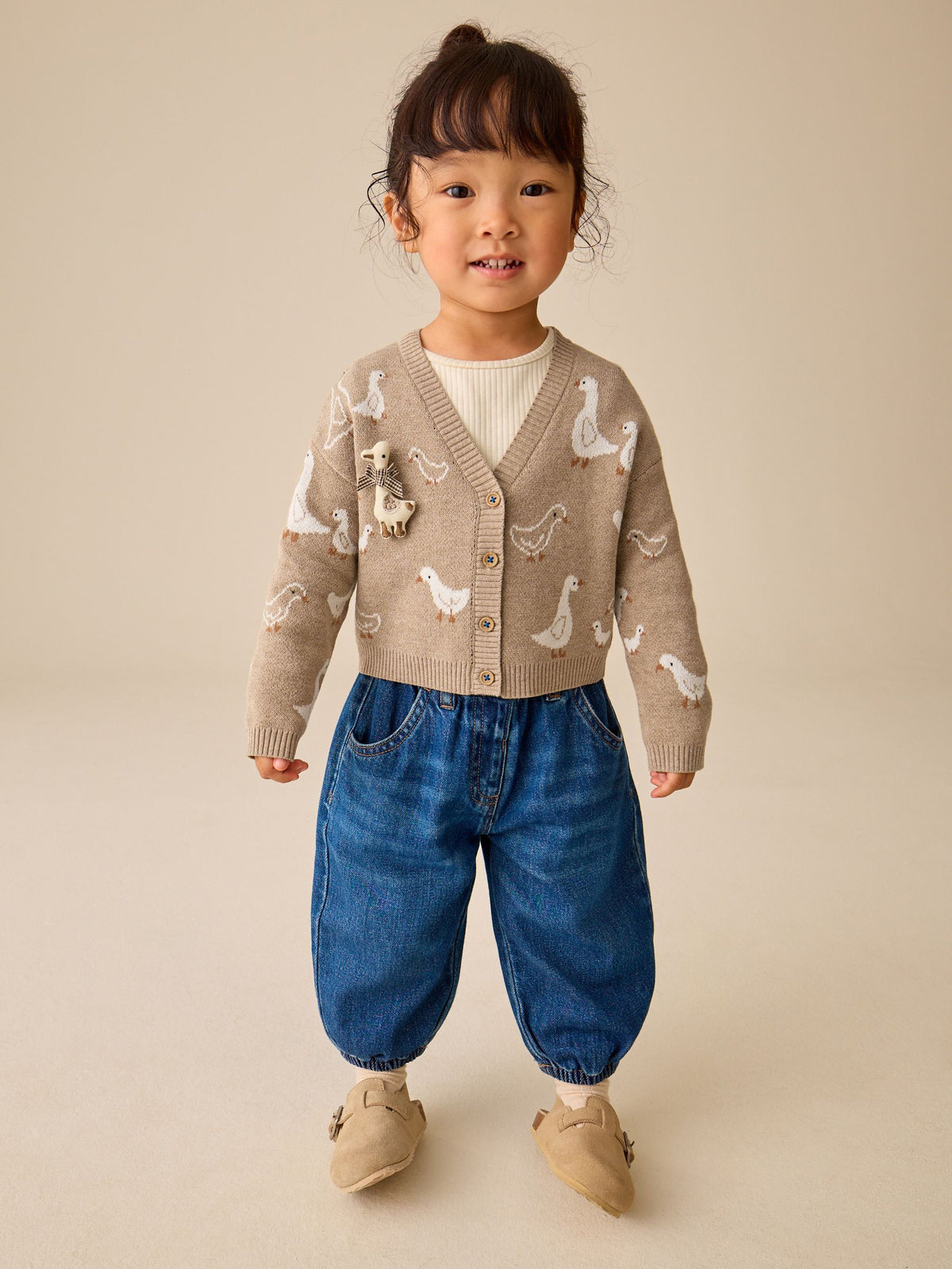 Oatmeal Goose V-Neck Cardigan (3mths-7yrs) - image 2