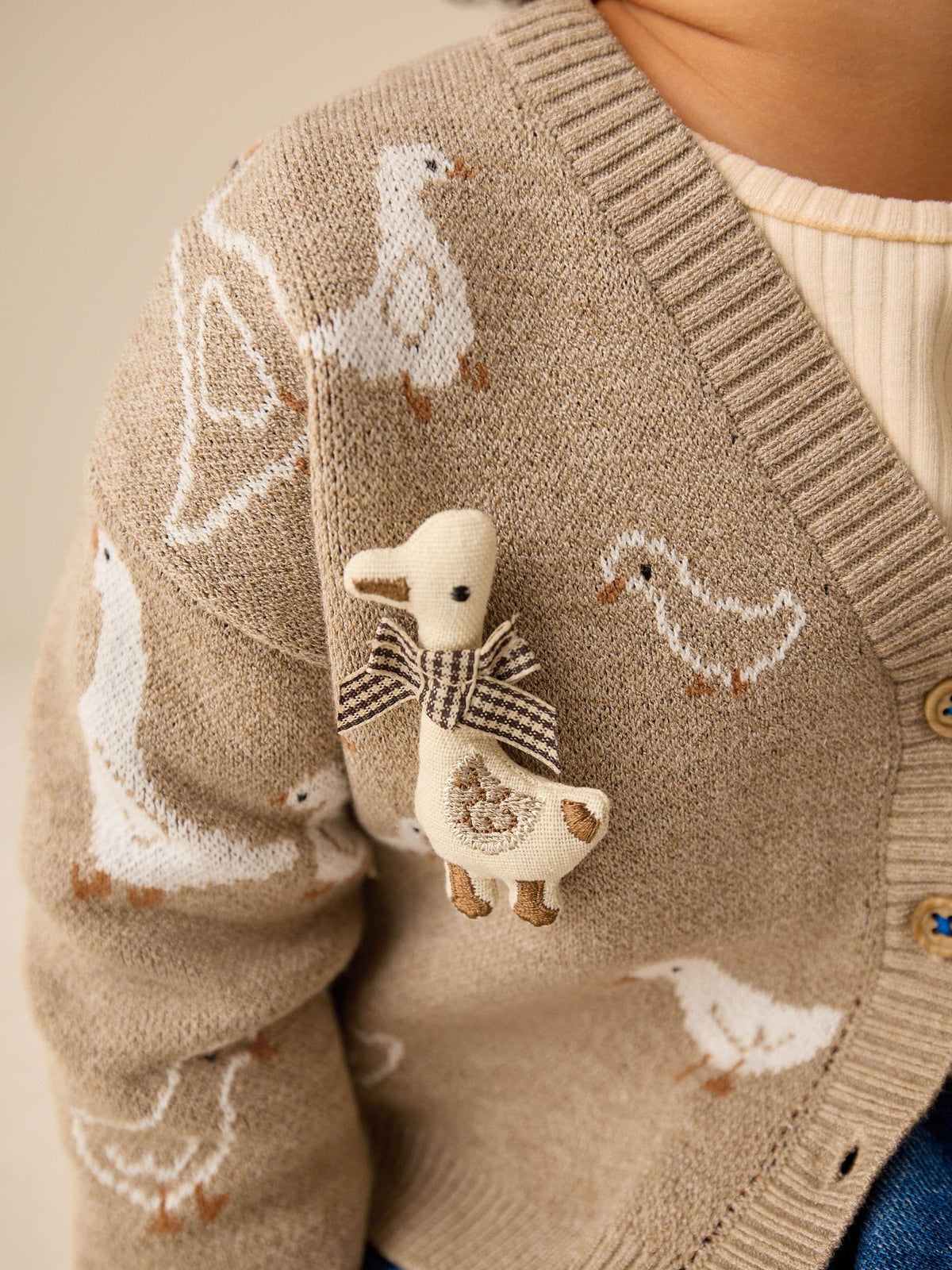 Oatmeal Goose V-Neck Cardigan (3mths-7yrs) - image 4
