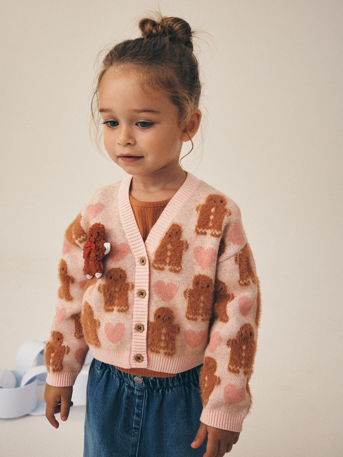Pink Gingerbread Christmas Cardigan (3mths-7yrs) - image 1