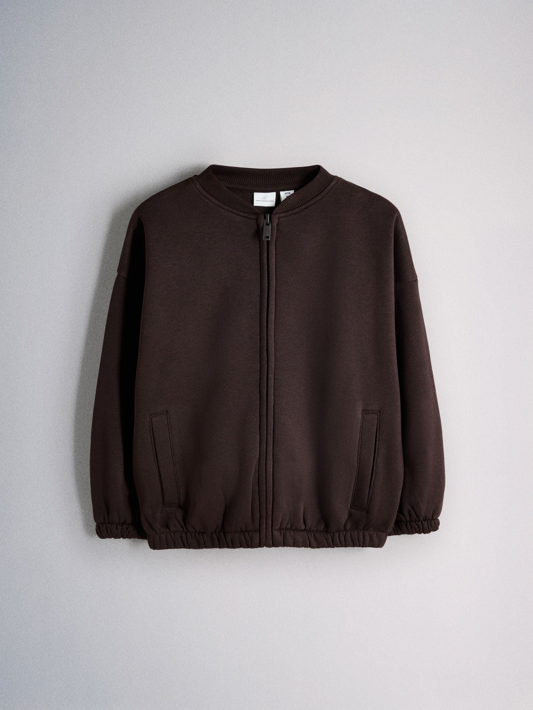 Dsiney Kidz - The Set 3 Piece Jersey Zip Through Bomber Short Sleeve Oversized T-Shirt and Barrel Jogger Set Chocolate Brown/Cream image 2