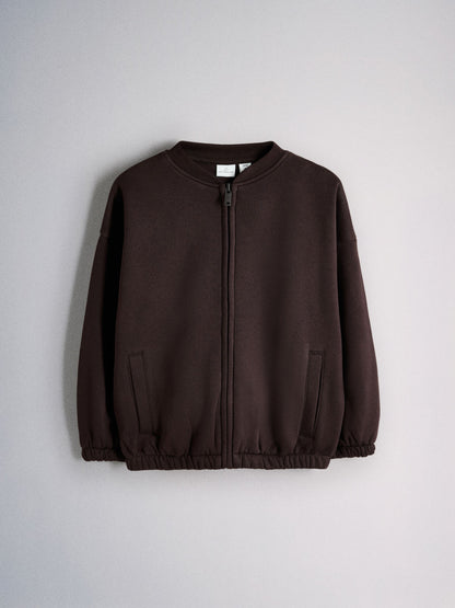 Dsiney Kidz - The Set 3 Piece Jersey Zip Through Bomber Short Sleeve Oversized T-Shirt and Barrel Jogger Set Chocolate Brown/Cream image 2
