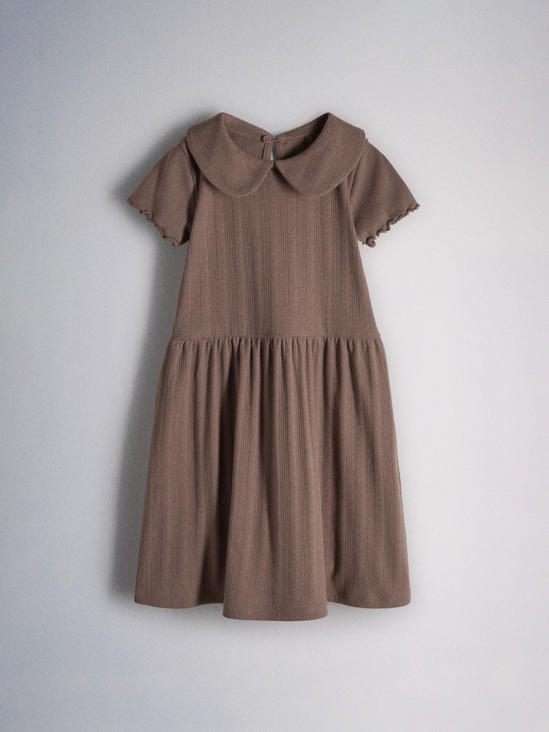 Dsiney Kidz - The Set 3pack Jersey Pointelle Short Sleeve Collared Dresses Pink/Brown/Stripe image 3