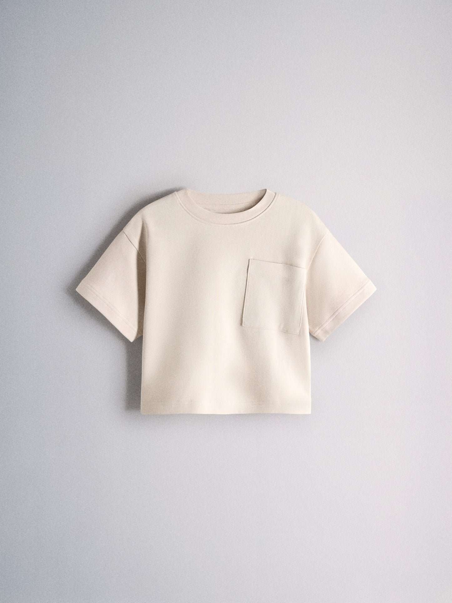 Dsiney Kidz - The Set Short Sleeve Interlock Jersey Pocket T-Shirt and Wide Leg Jogger Set Cream image 2
