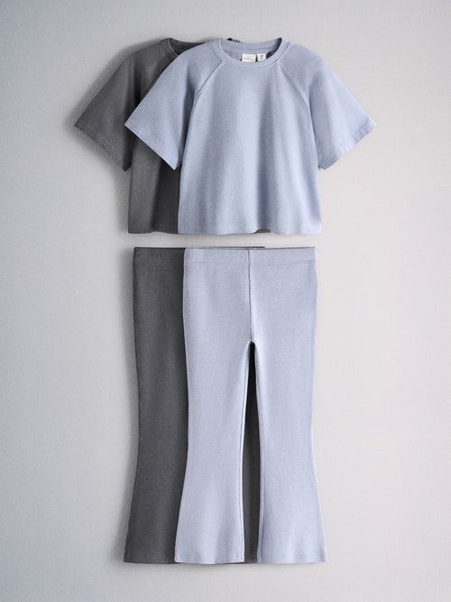 Dsiney Kidz - The Set 2 Pack Washed Jersey Short Sleeve T-Shirts and Rib Kickflare Leggings Blue image 1