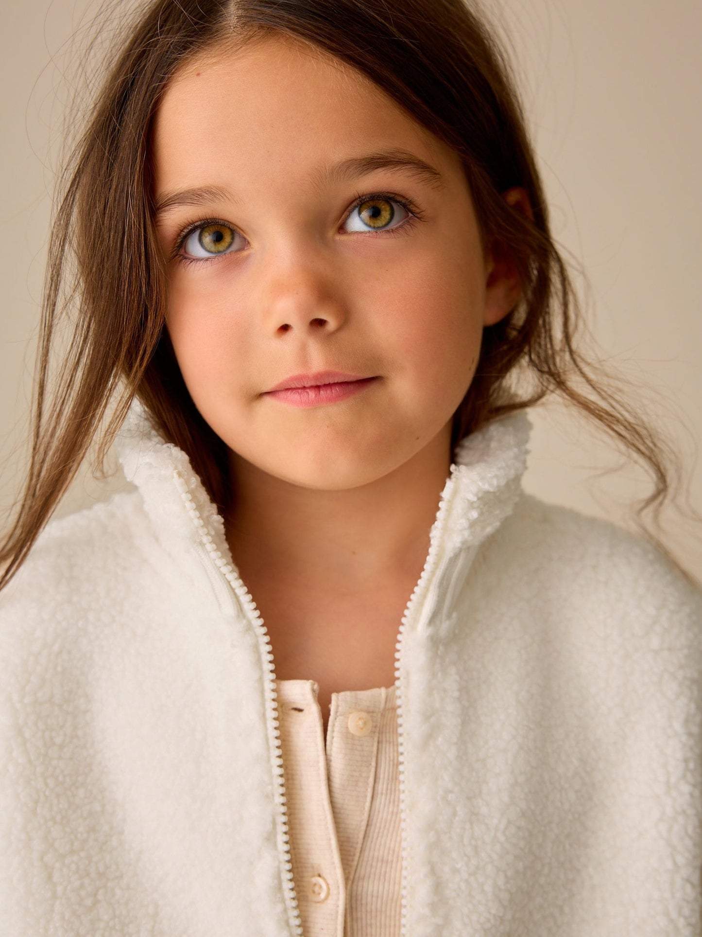 Dsiney Kidz - Ecru White Zip Up Borg Jacket (3-16yrs) image 4