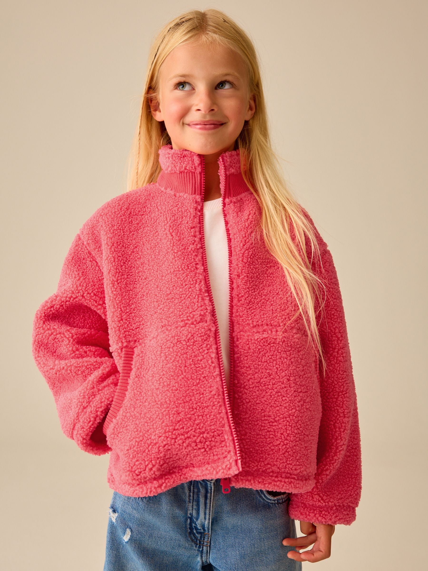 Dsiney Kidz - Coral Orange Zip Up Borg Jacket (3-16yrs) image 1