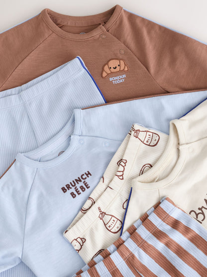 Blue/Brown Brunch Club Baby Top and Wide Leg Leggings Set 6 Piece (0mths-2yrs) - image 11