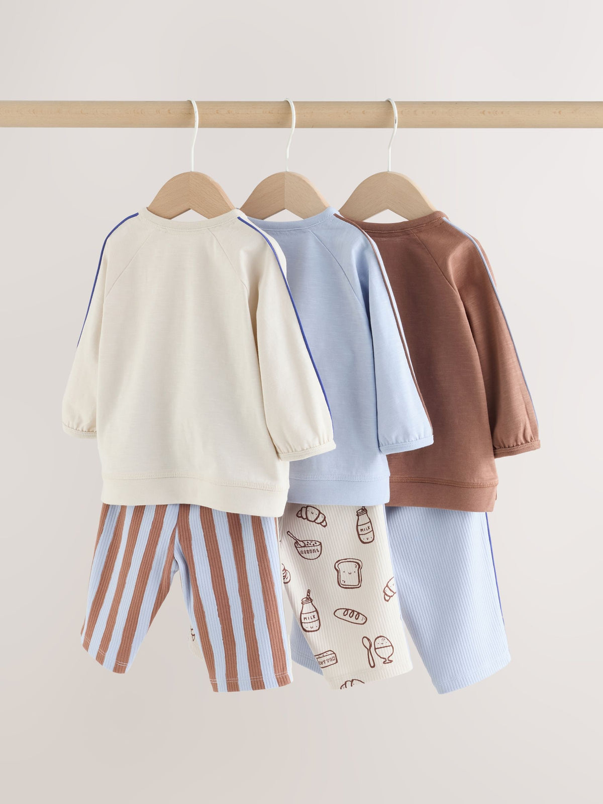Blue/Brown Brunch Club Baby Top and Wide Leg Leggings Set 6 Piece (0mths-2yrs) - image 2