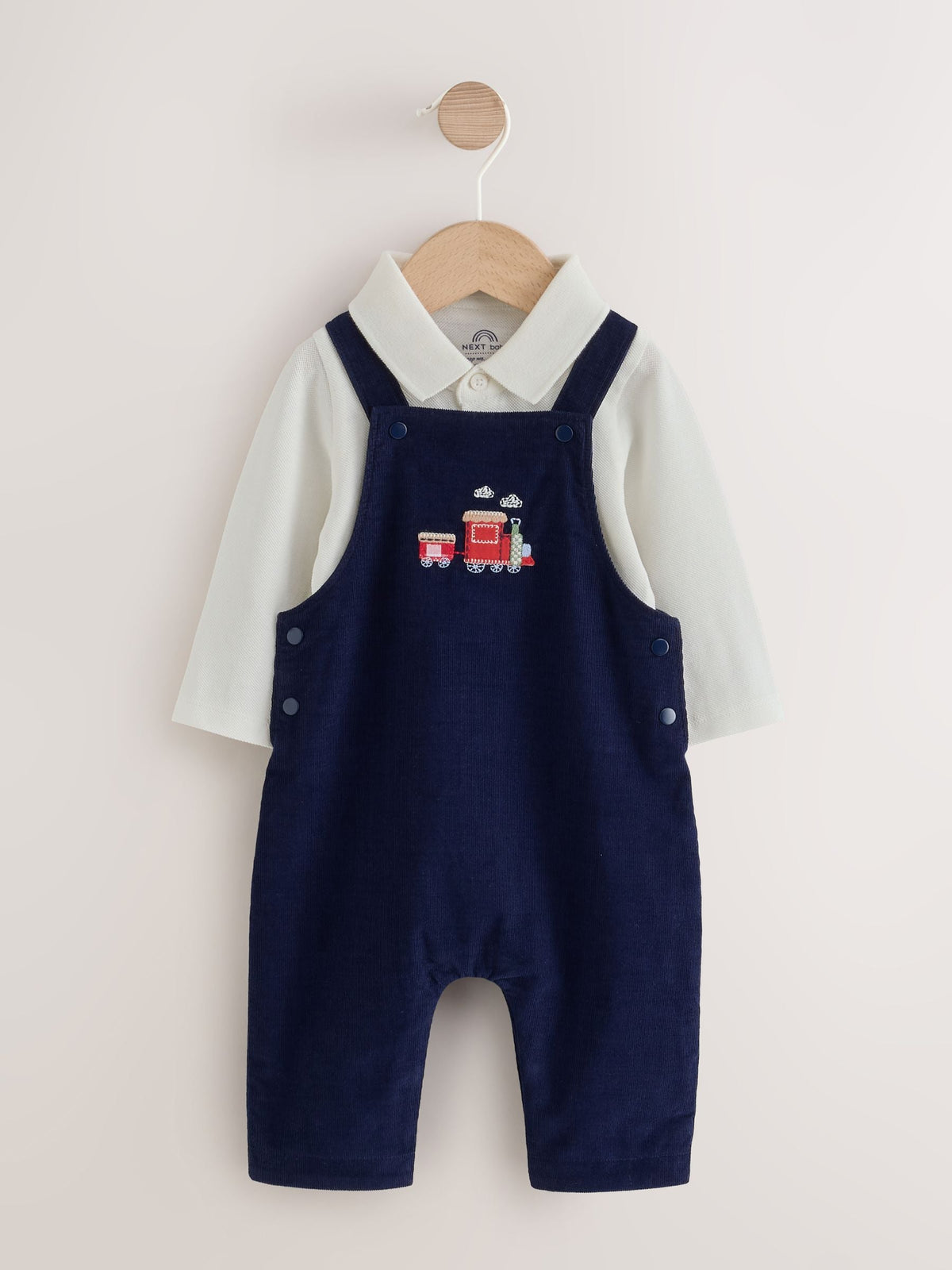 Navy Blue Train Cord Dungarees and Bodysuit Baby Set (0mths-3yrs) - image 1