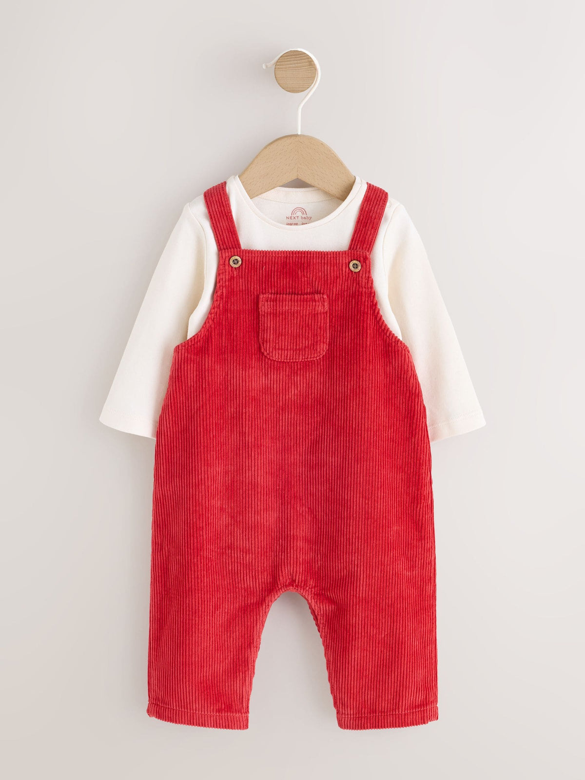 Red Plain Cord Dungaree and Bodysuit Baby Set (0mths-2yrs) - image 1