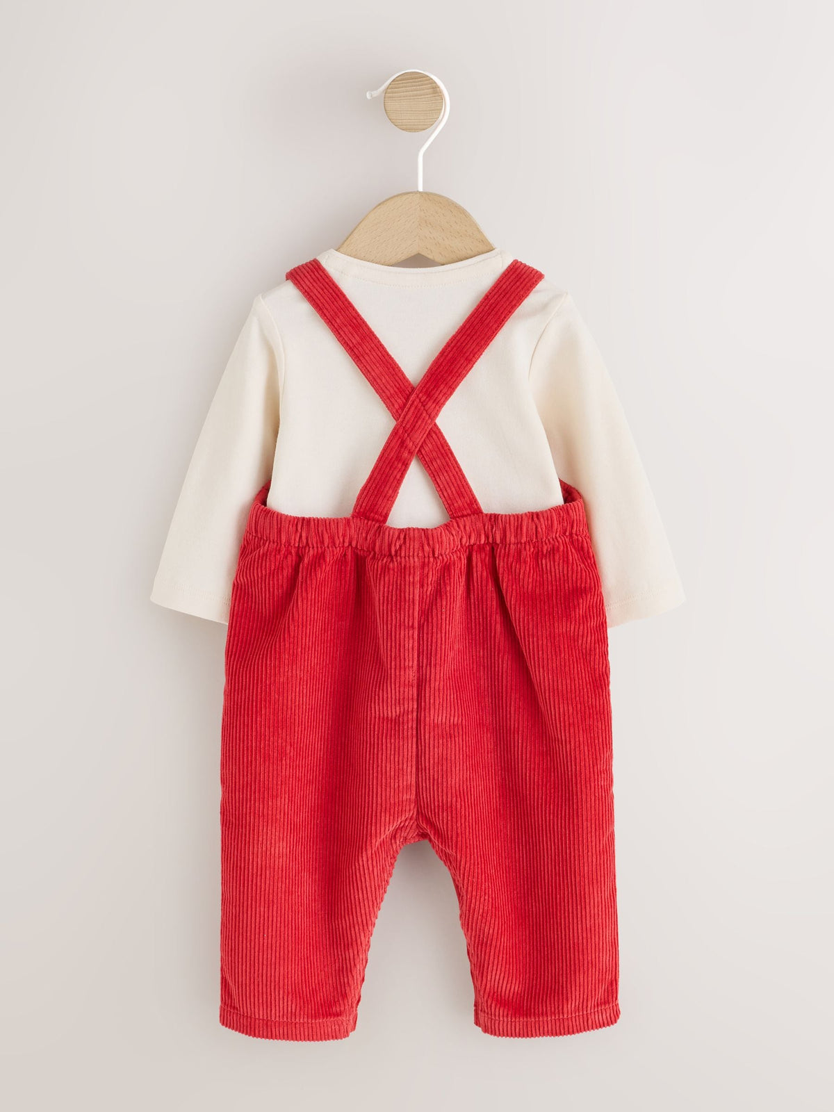 Red Plain Cord Dungaree and Bodysuit Baby Set (0mths-2yrs) - image 3