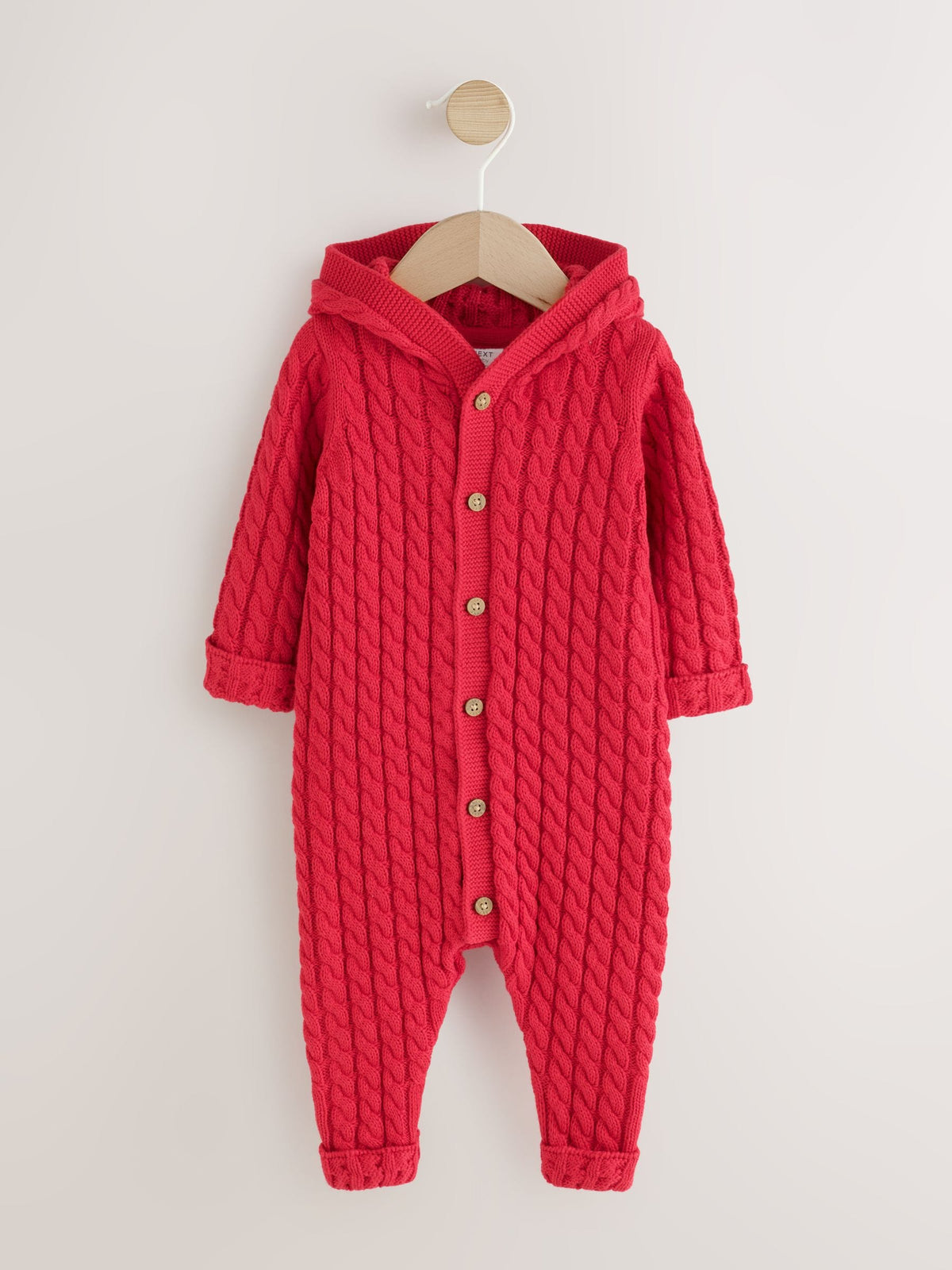 Red Knitted Cable Baby Romper (0mths-3yrs) - image 1