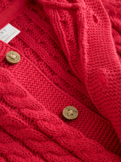 Red Knitted Cable Baby Romper (0mths-3yrs) - image 4