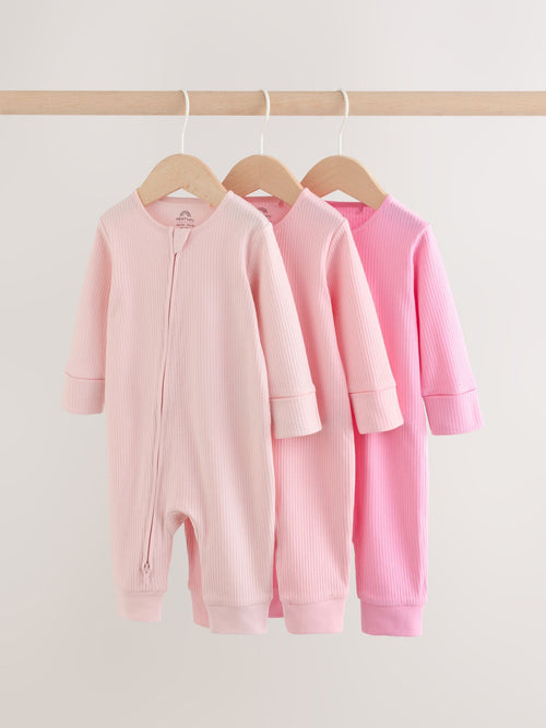 Pink Baby Sleepsuits 3 Pack (0mths-3yrs) image 1