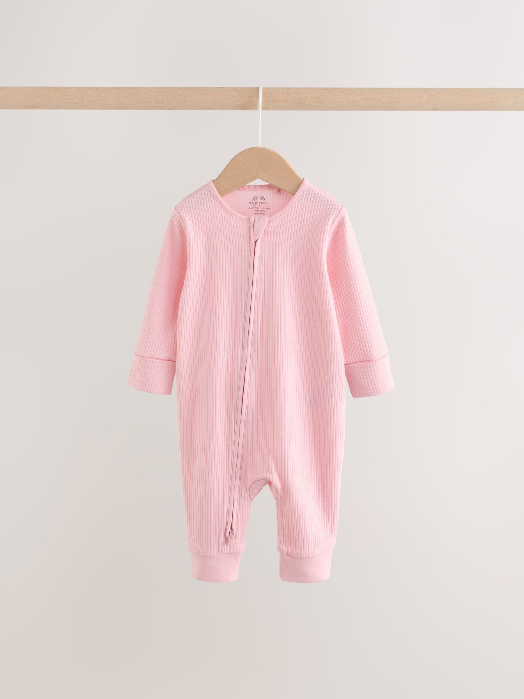Pink Baby Sleepsuits 3 Pack (0mths-3yrs) image 2