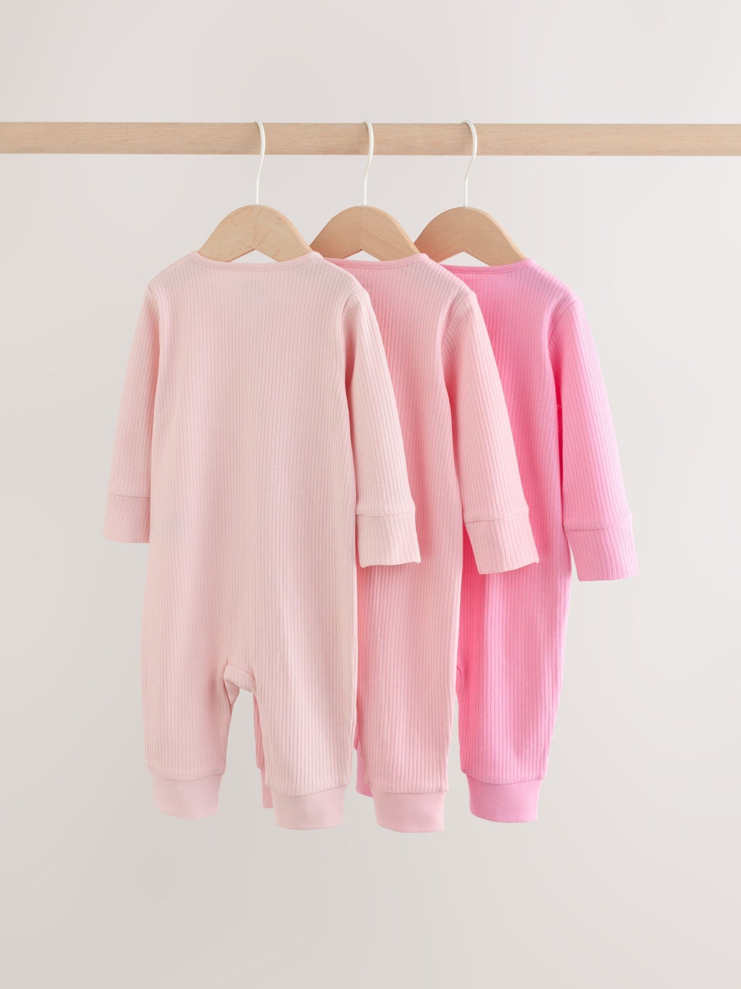 Pink Baby Sleepsuits 3 Pack (0mths-3yrs) image 4