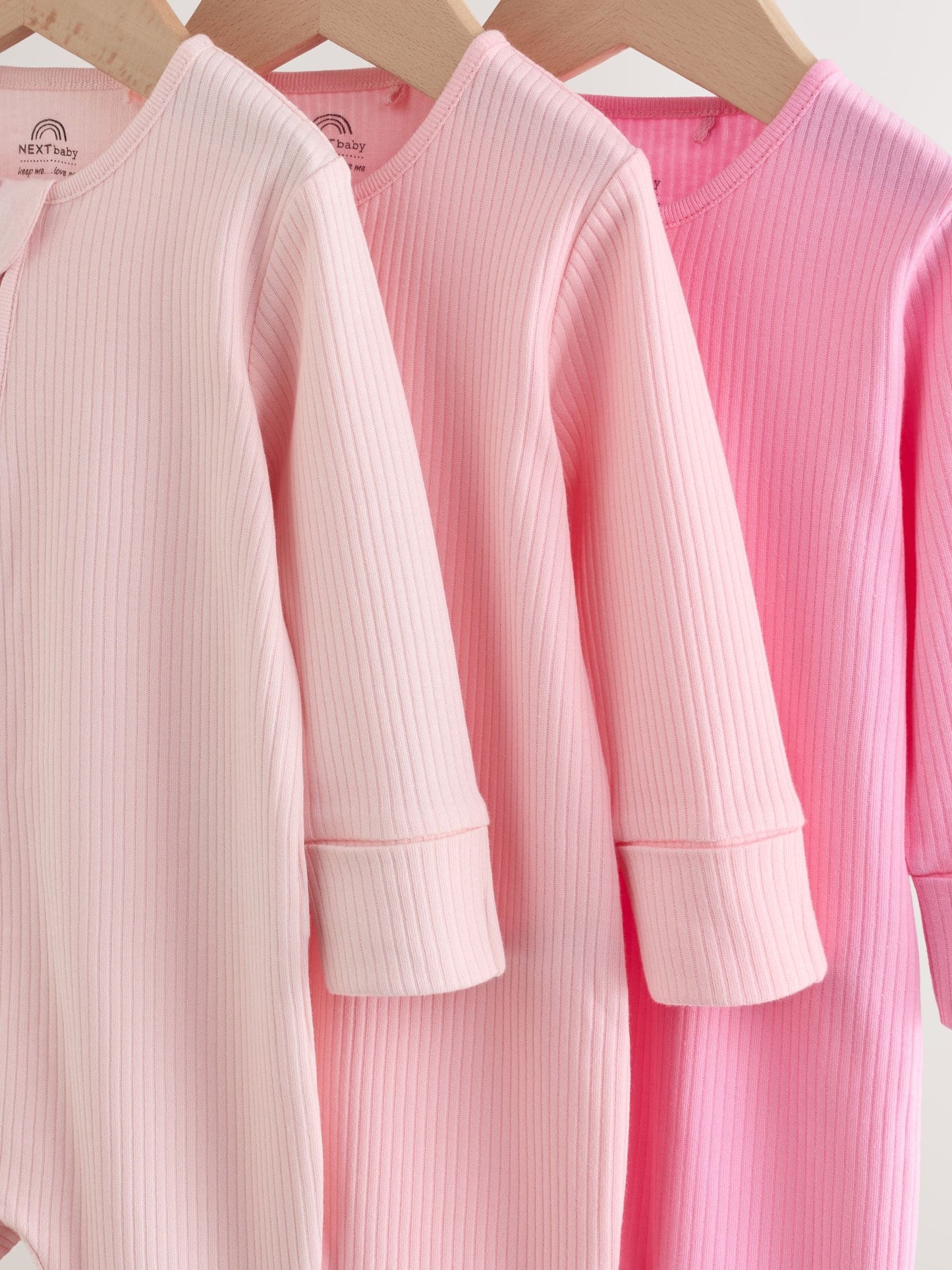 Pink Baby Sleepsuits 3 Pack (0mths-3yrs) image 6