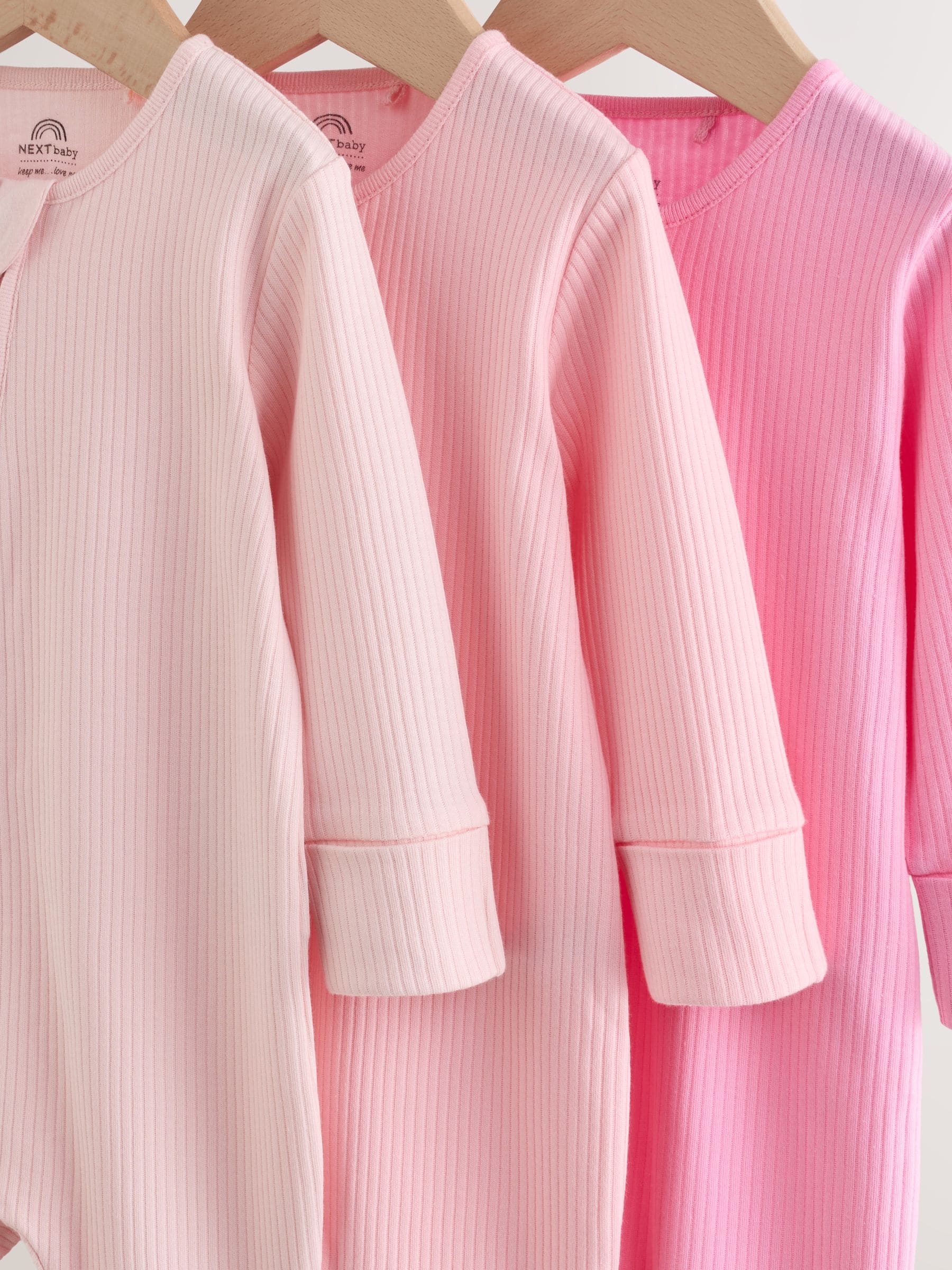 Pink Baby Sleepsuits 3 Pack (0mths-3yrs) image 6