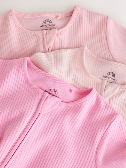 Pink Baby Sleepsuits 3 Pack (0mths-3yrs) image 7
