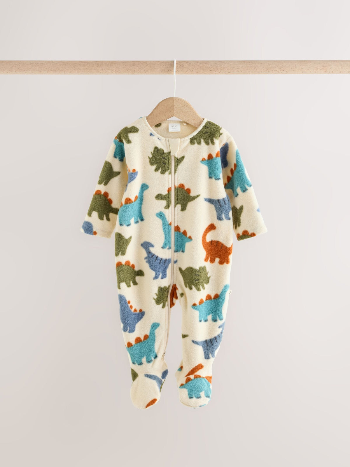 Dsiney Kidz - Blue Dinosaur Micro Fleece Two Way Zip Baby Sleepsuits 2 Pack image 2