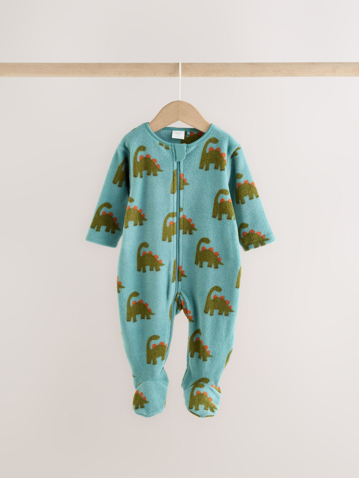 Dsiney Kidz - Blue Dinosaur Micro Fleece Two Way Zip Baby Sleepsuits 2 Pack image 3