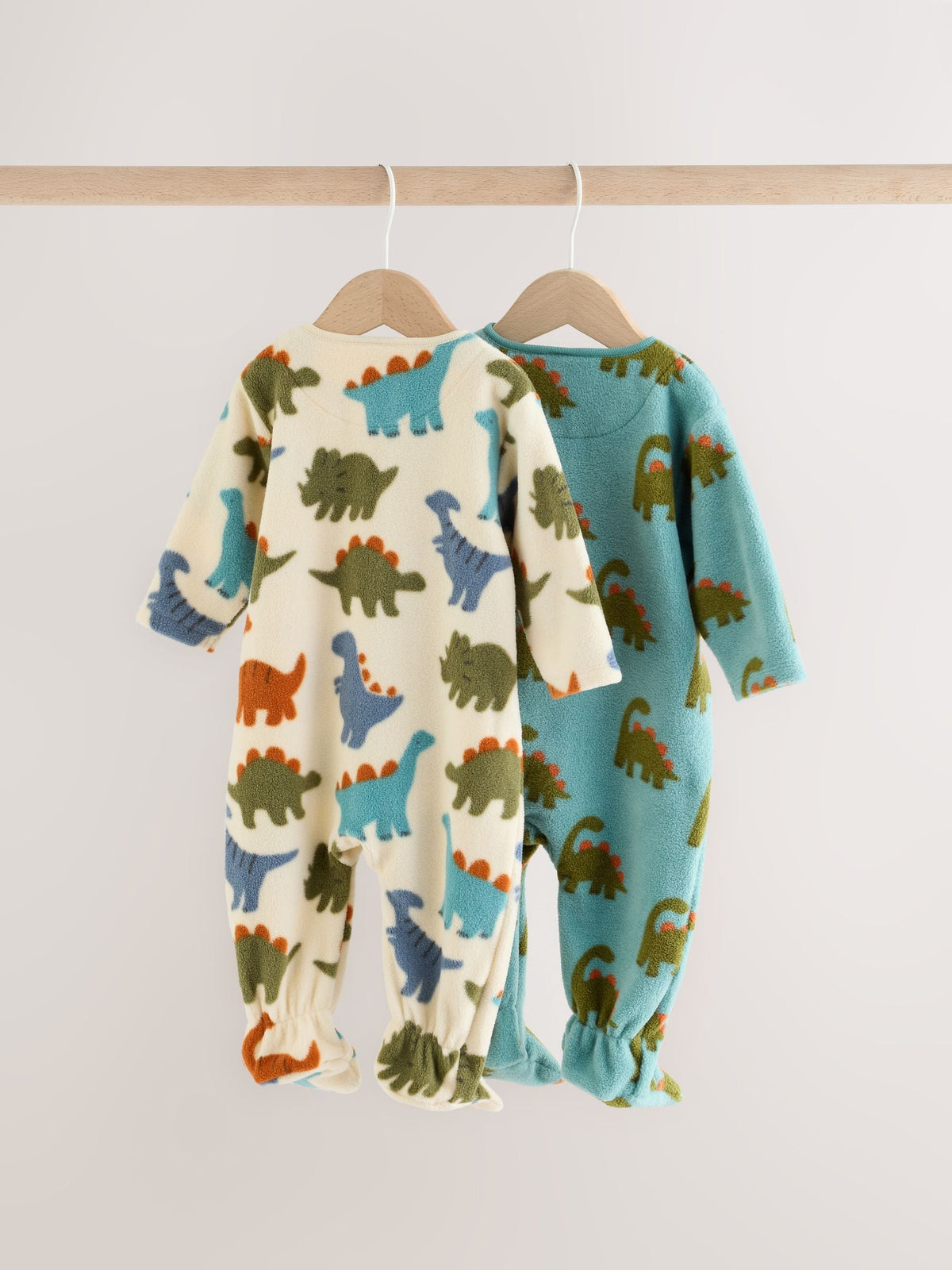 Dsiney Kidz - Blue Dinosaur Micro Fleece Two Way Zip Baby Sleepsuits 2 Pack image 4