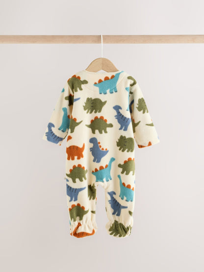 Dsiney Kidz - Blue Dinosaur Micro Fleece Two Way Zip Baby Sleepsuits 2 Pack image 5