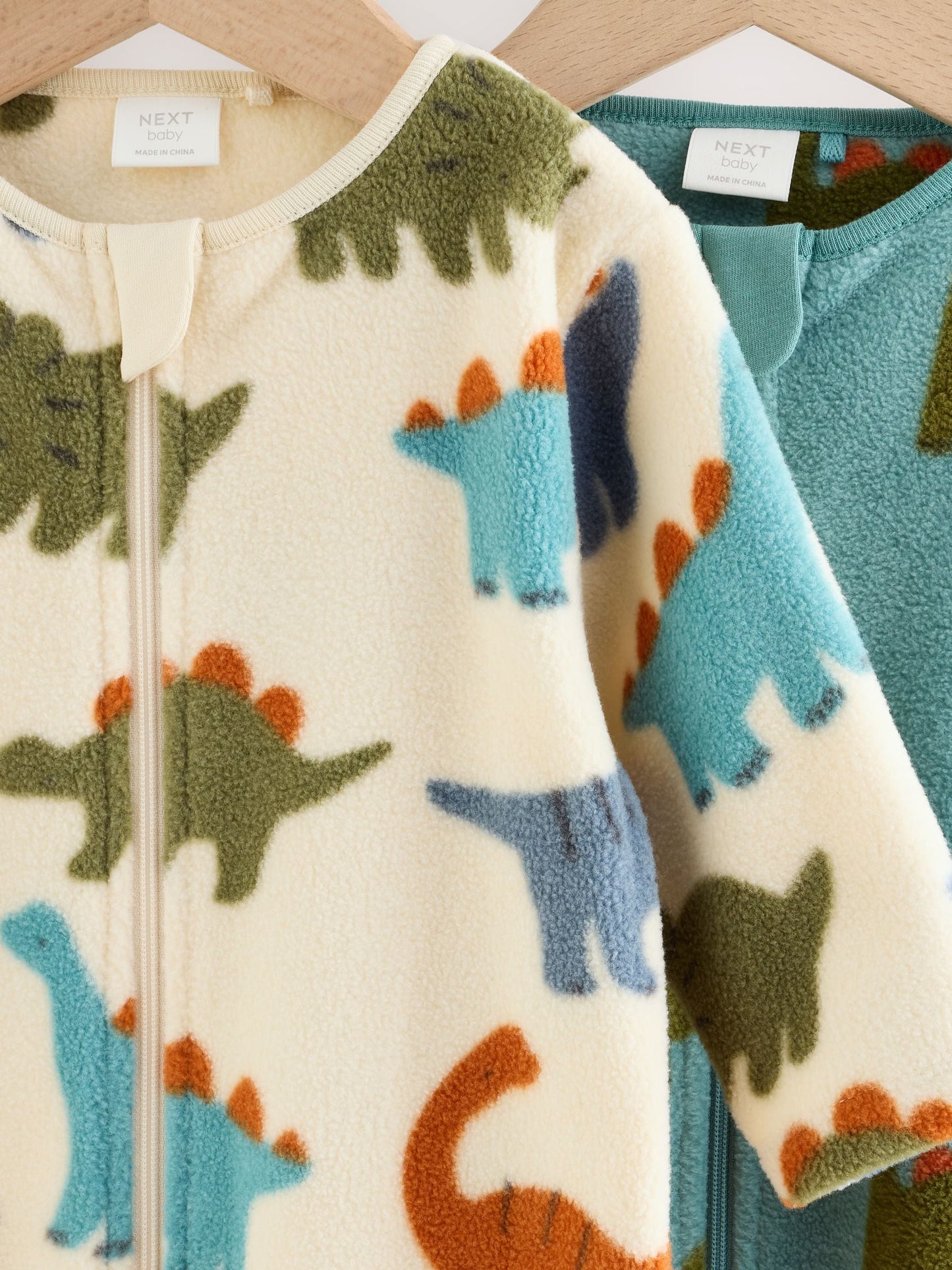 Dsiney Kidz - Blue Dinosaur Micro Fleece Two Way Zip Baby Sleepsuits 2 Pack image 6