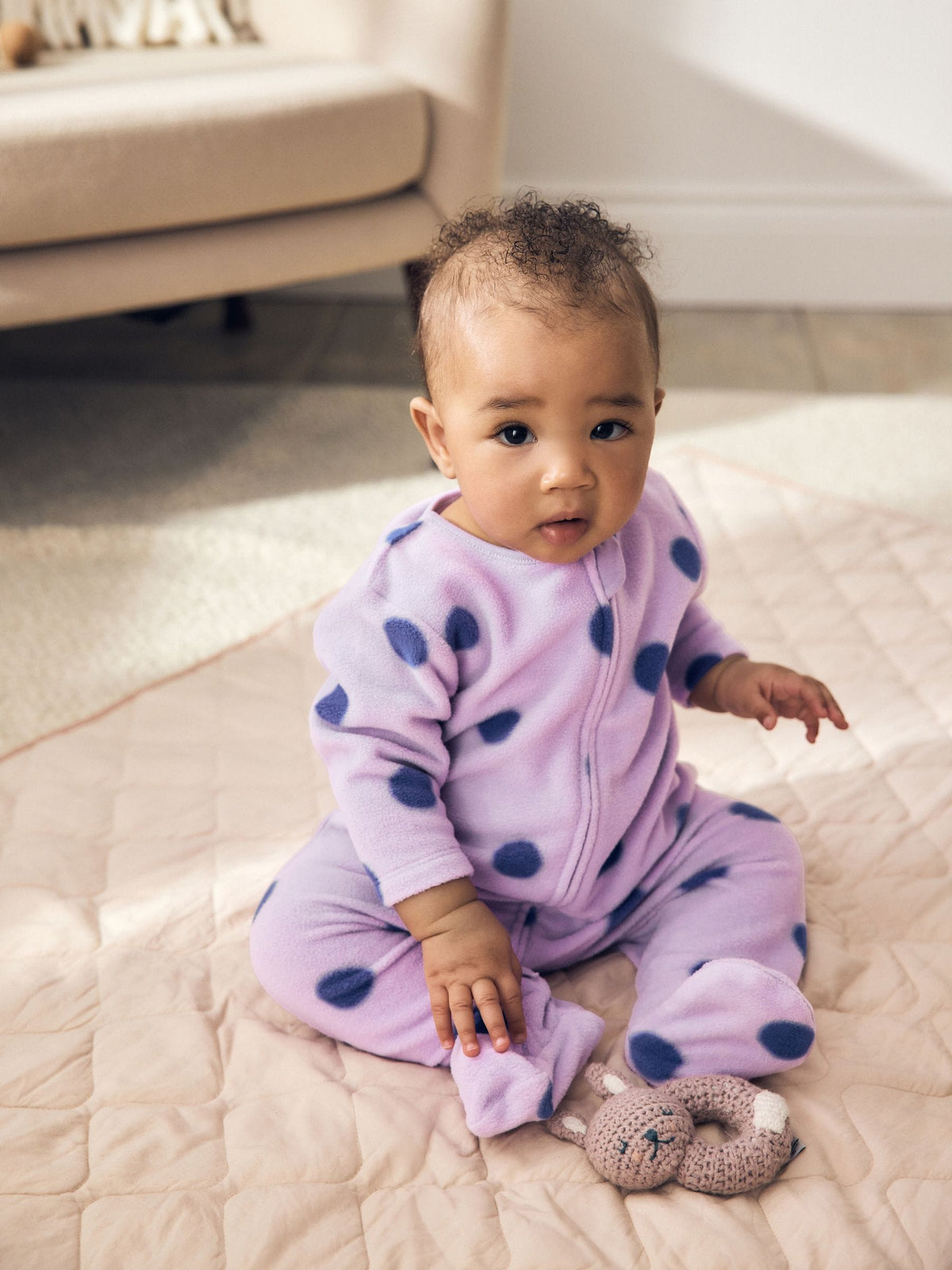 Purple/Pink Two Way Zip Micro Fleece Sleepsuits 2 Pack image 3