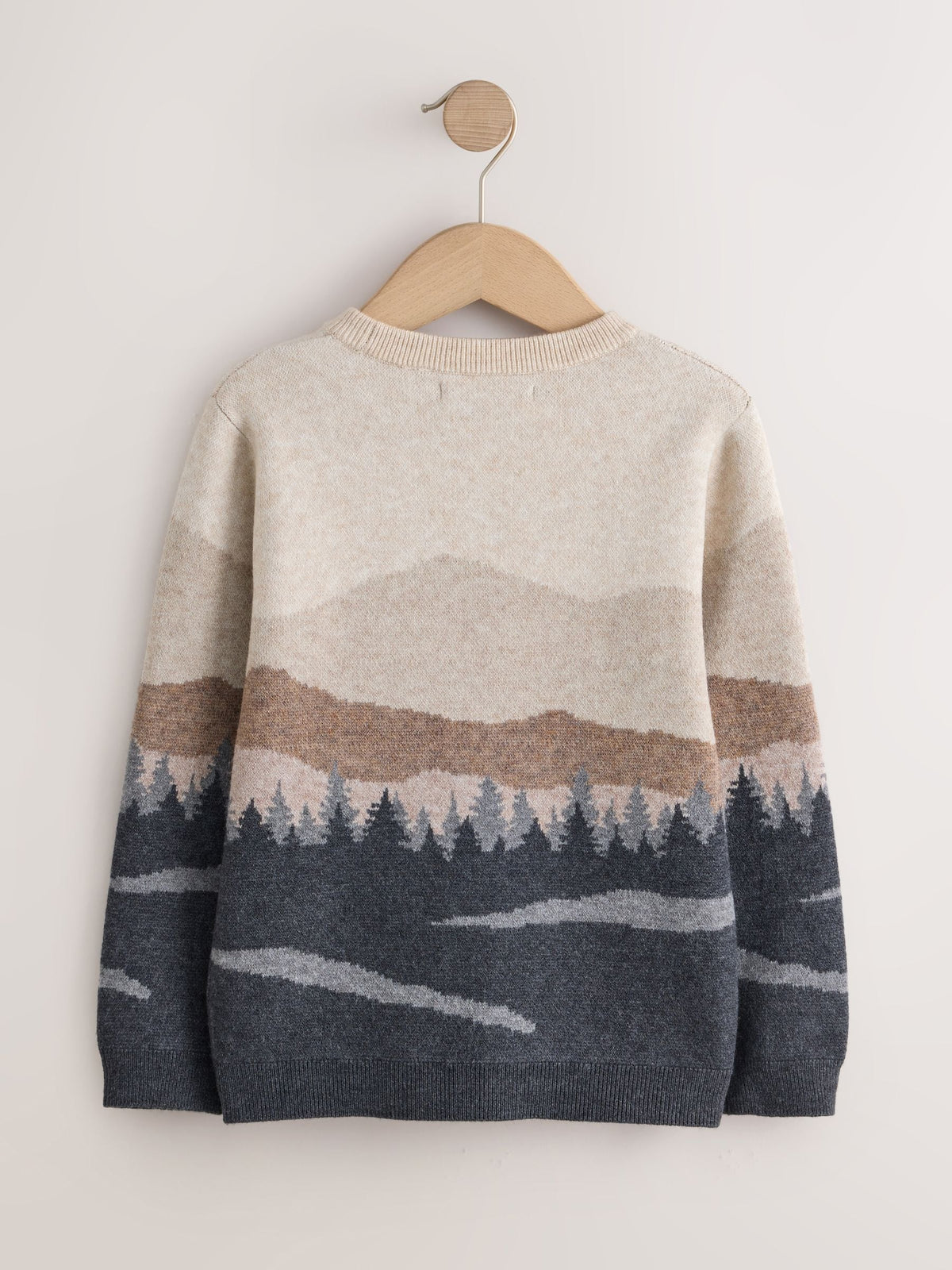 Brown/Cream Knitted Mountain Scene Crew Jumper (3-16yrs) - image 2