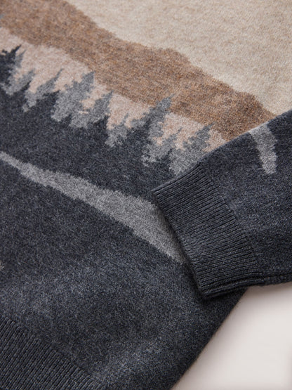 Brown/Cream Knitted Mountain Scene Crew Jumper (3-16yrs) - image 4