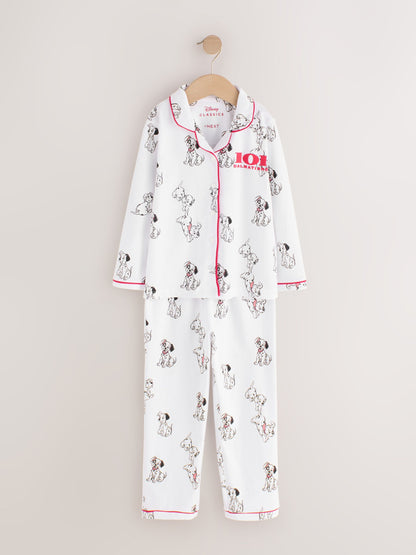 White 101 Dalmatians Wide Leg Jersey Button Through Pyjamas (3-16yrs) - image 4